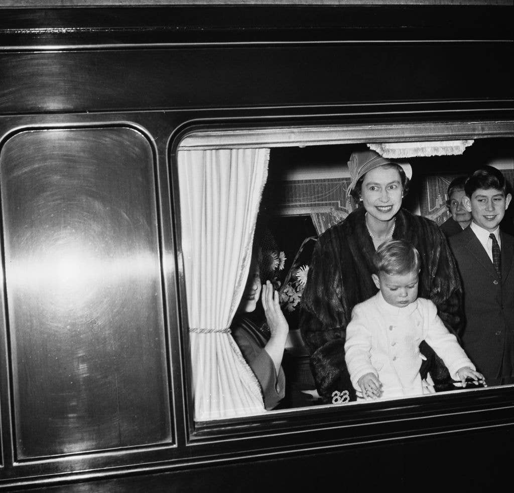 The Royal Family head off to Sandringham by train for Christmas in 1961