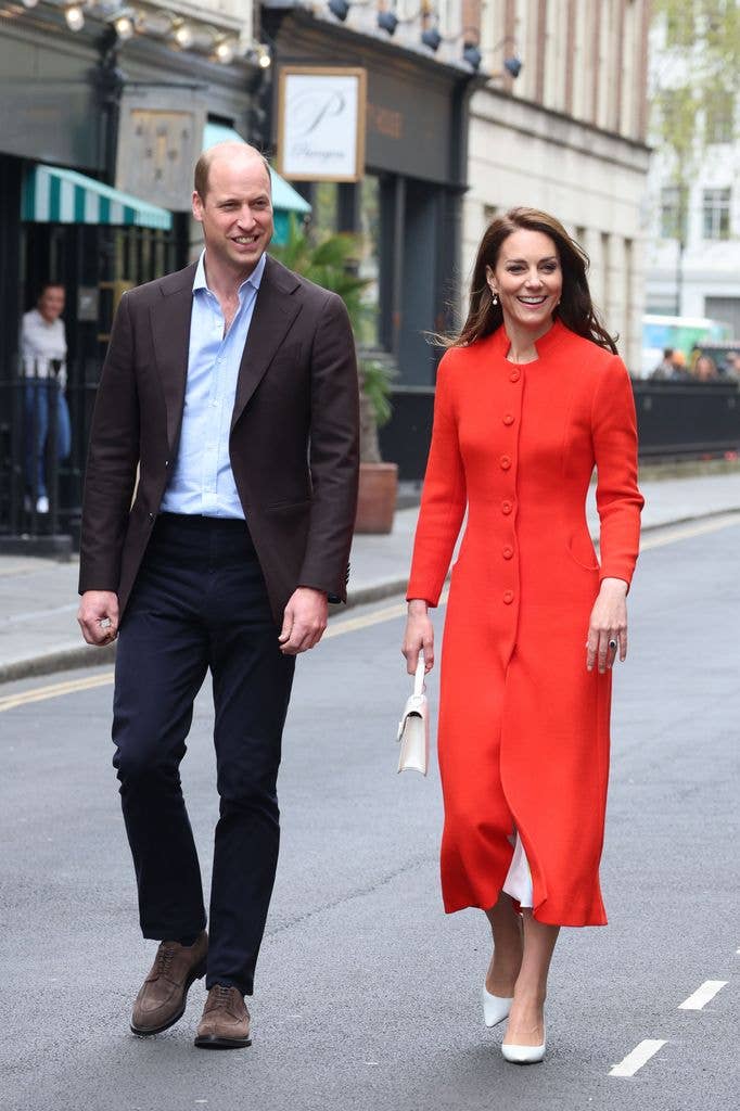 Prince William, Prince of Wales and Catherine, Princess of Wales arrive for their visit to Soho on May 4, 2023 in London, England.