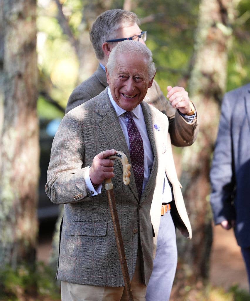 King Charles III meets the community leaders, firefighters, volunteers and landowners who played a vital role in containing the Glenmore and Abernethy wildfire in July and August, which burned more than 3,300 hectares of land
