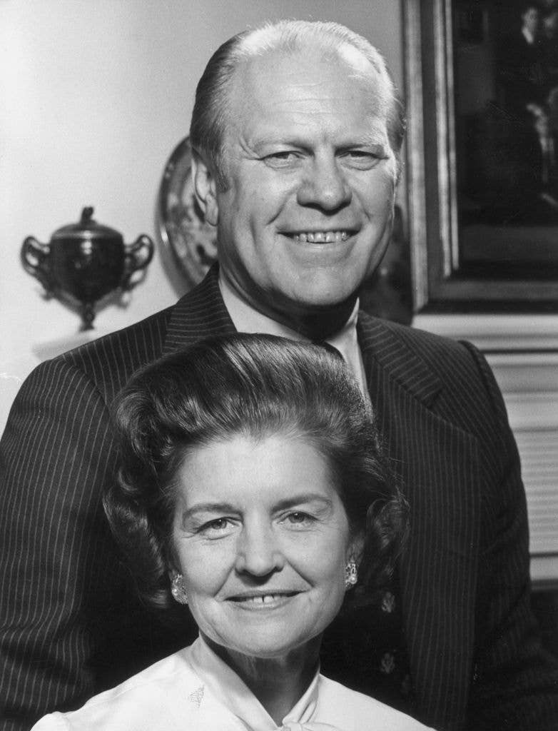 Vice Presidential Designate Gerald Ford of Michigan and his wife Elizabeth Bloomer Ford at their home in Alexandria, Virginia.  