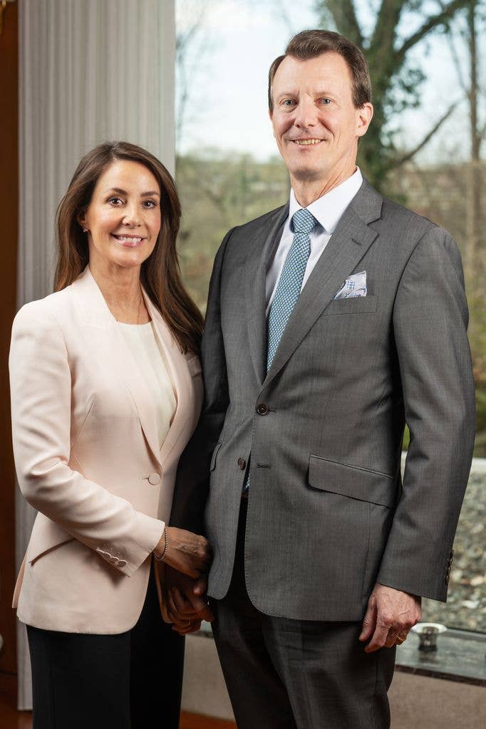 Prince Joachim of Denmark and his wife, Princess Marie of Denmark, pose for a portrait
