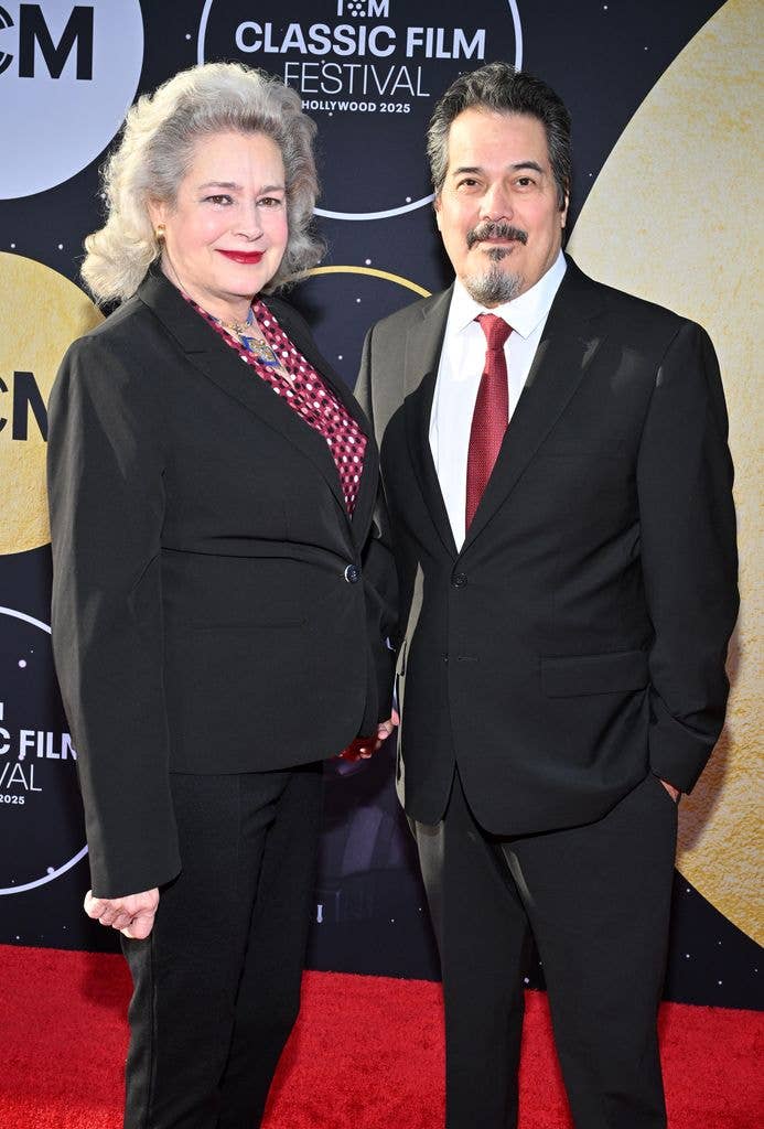 Sean Young and her husband Robert Lujan pictured in 2025.