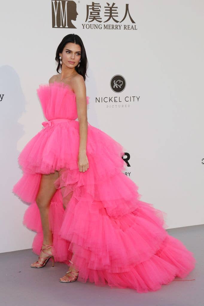 Kendall Jenner wearing a pink Giambattista Valli x H&M dress