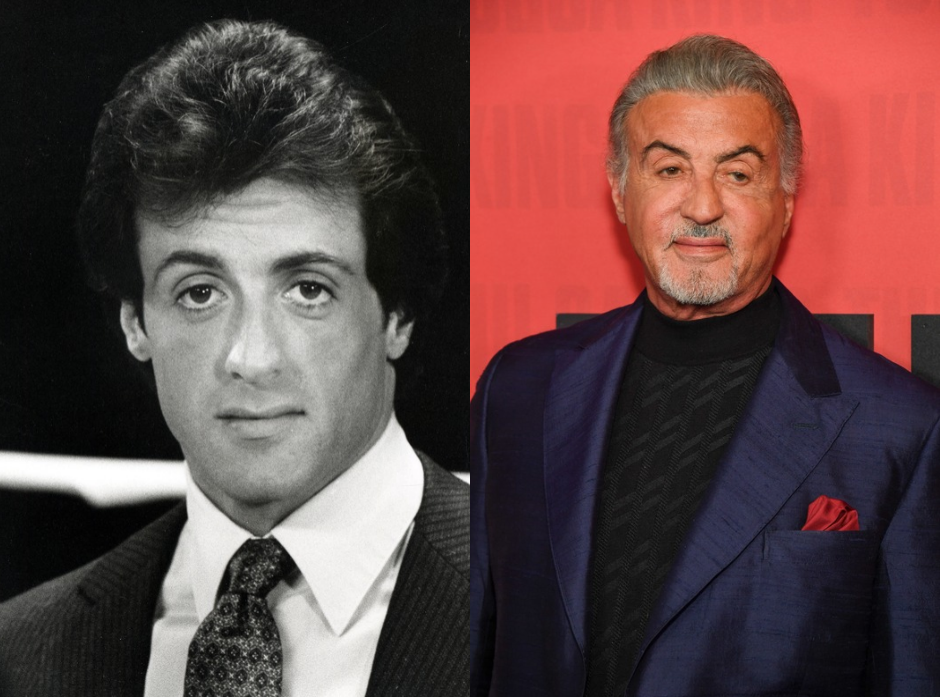 Split image of Sylvester Stallone, pictured in 1981 and 2025.
