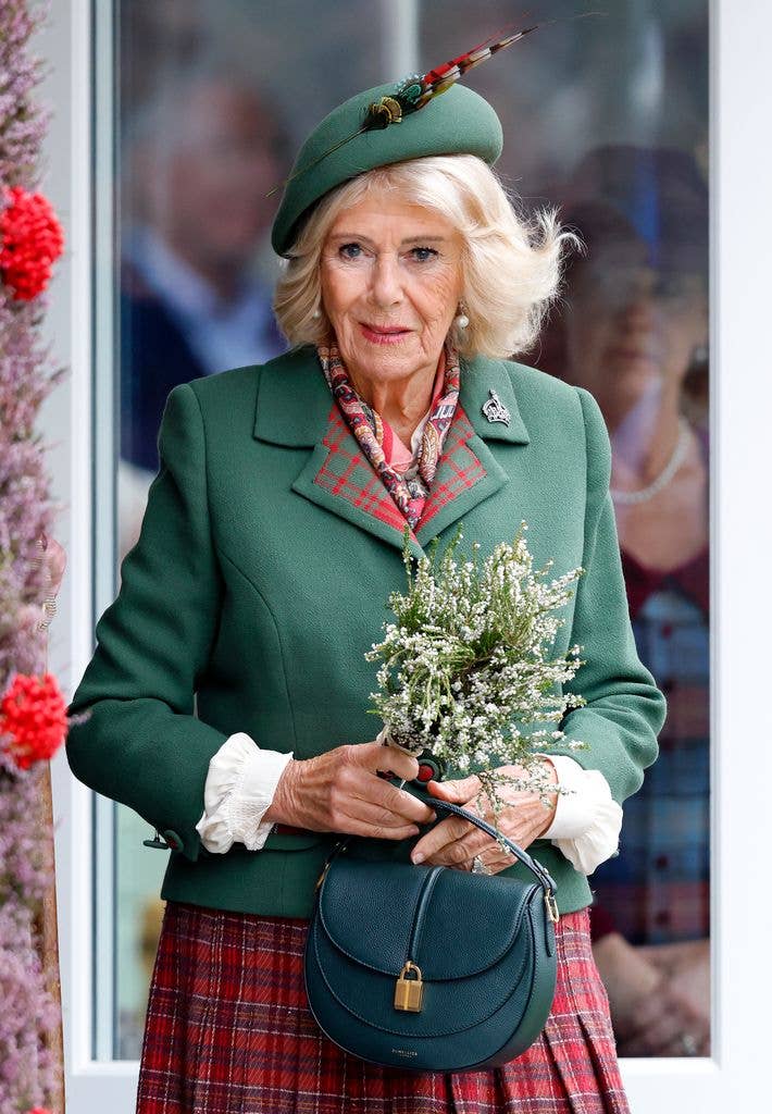 Queen Camilla attends the Braemar Gathering 2026 at The Princess Royal and Duke of Fife Memorial Park on September 5, 2026 in Braemar, Scotland.