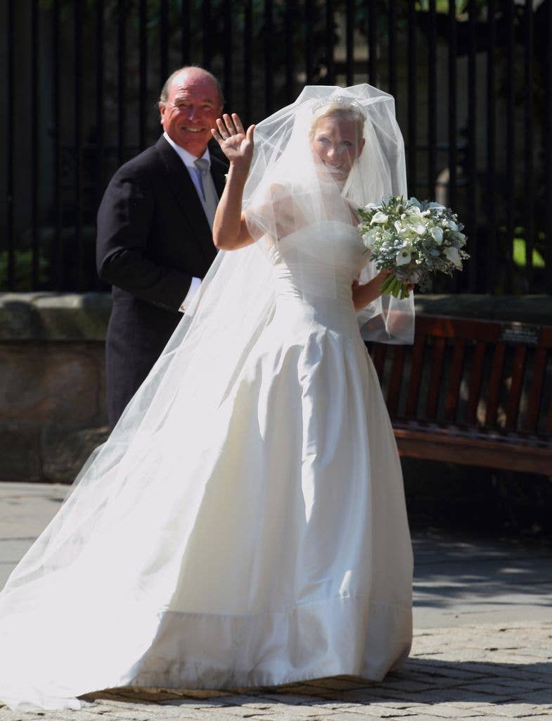 zara tindall on wedding day with dad mark