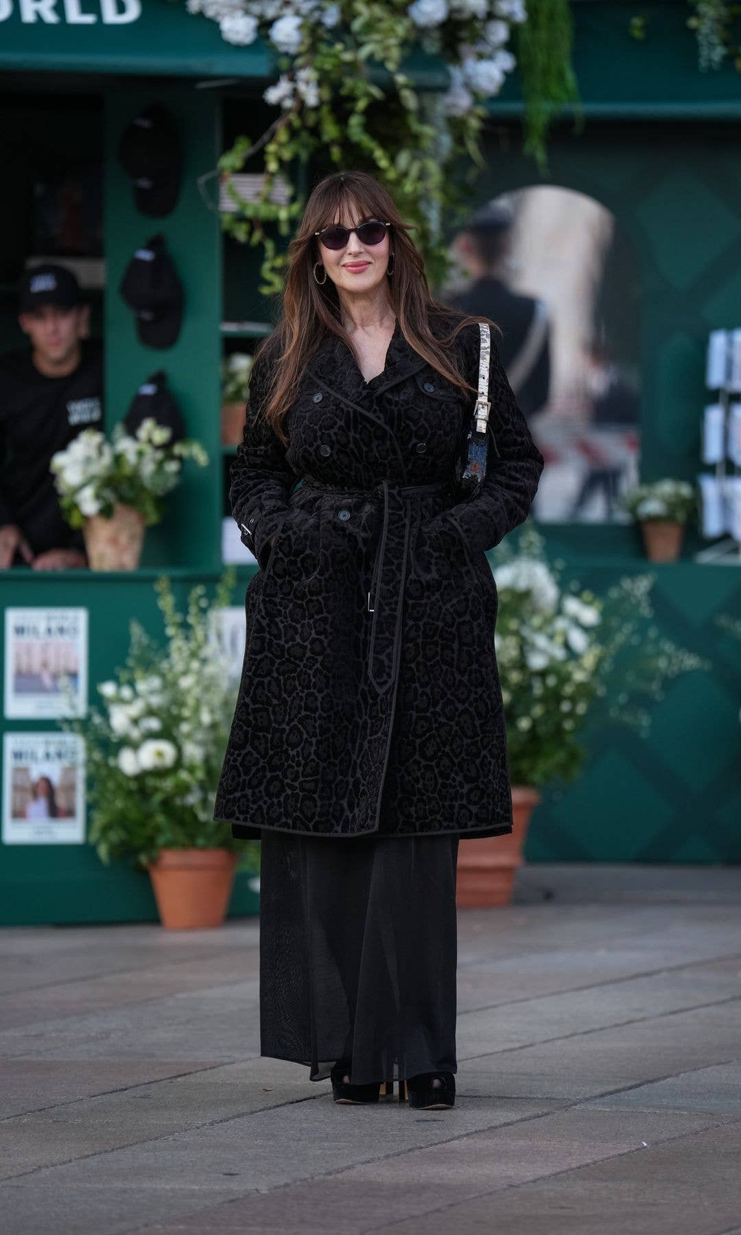 Monica Bellucci arrives at Vogue world show during the Milan Fashion Week - Womenswear Spring/Summer 2027 on September 22, 2026 in Milan, Italy.
