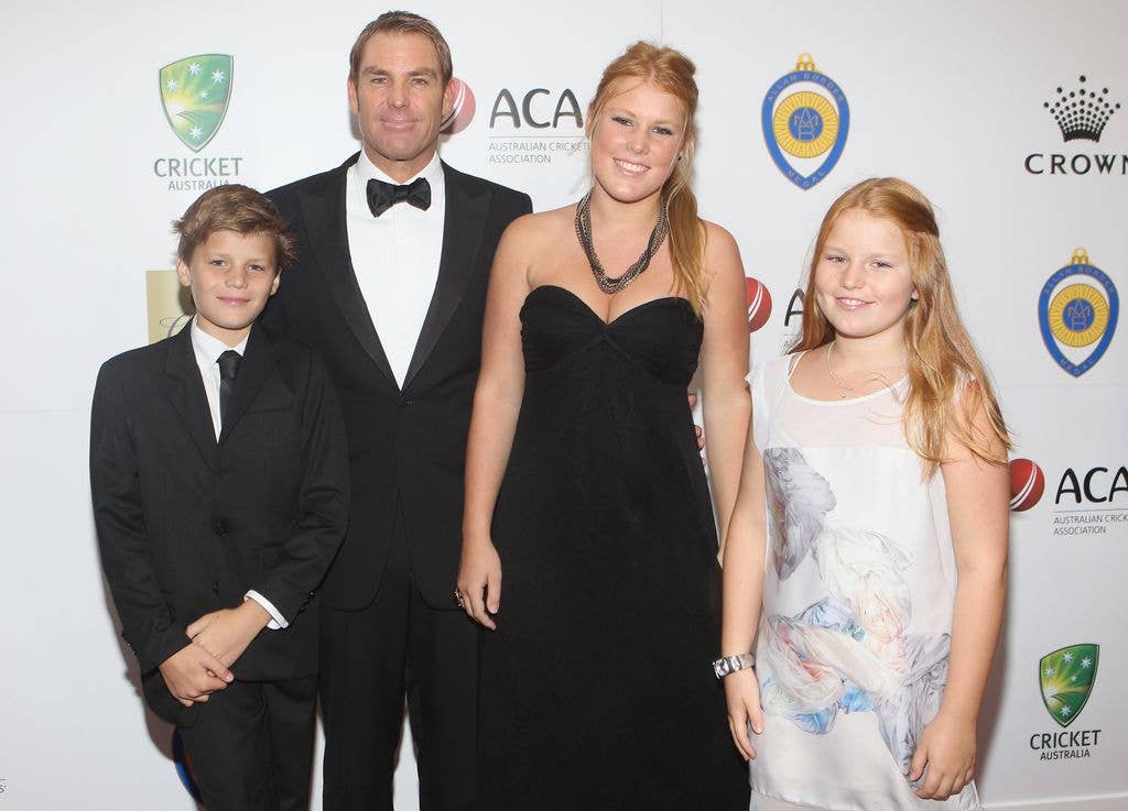Shane with all three of his children, Jackson, Summer and Brooke in 2012