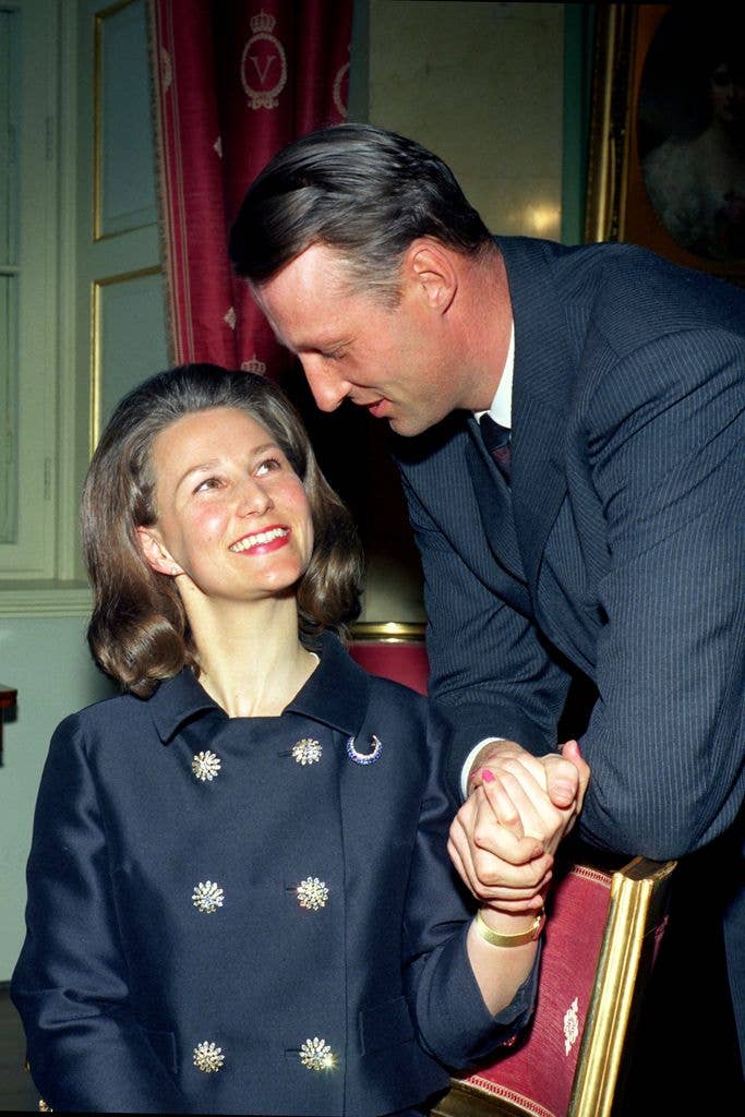 Prince Harald and Sonja on their engagement in 1968