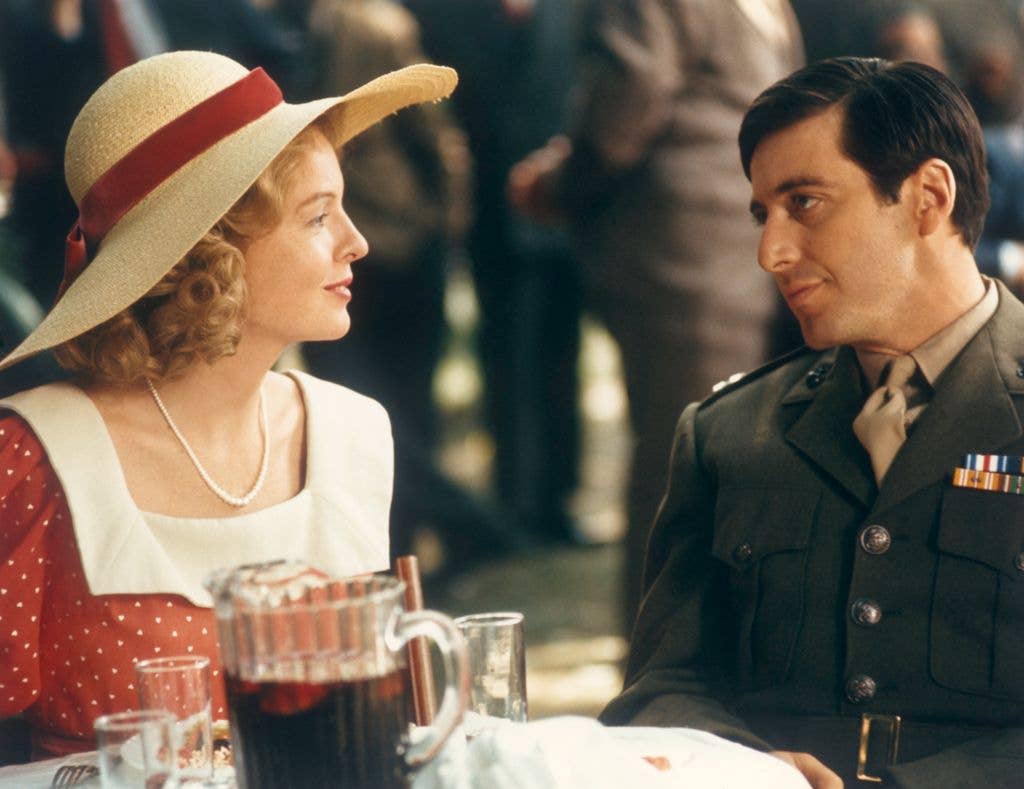 Diane Keaton with Al Pacino on set for "The Godfather"