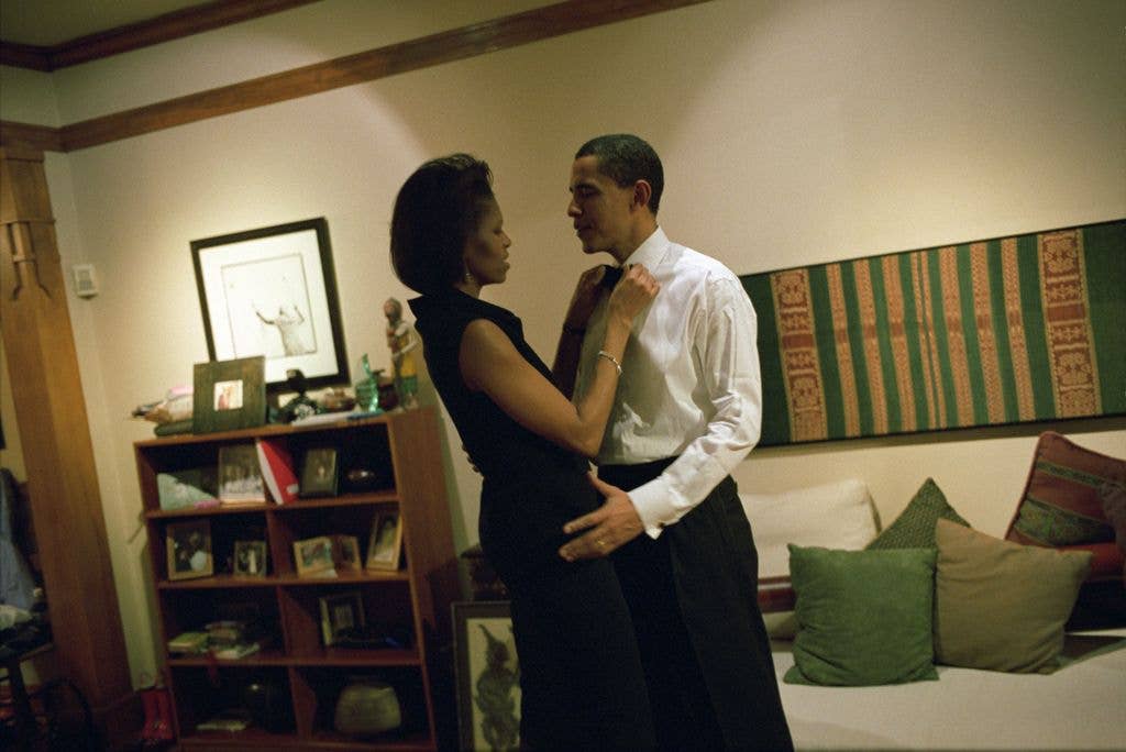 Democratic Senator Barack Obama and his wife, Michelle get ready at their home on December 8, 2004 in Chicago, Illinois. The Senator will give the keynote address at the Chicago Economic Club.