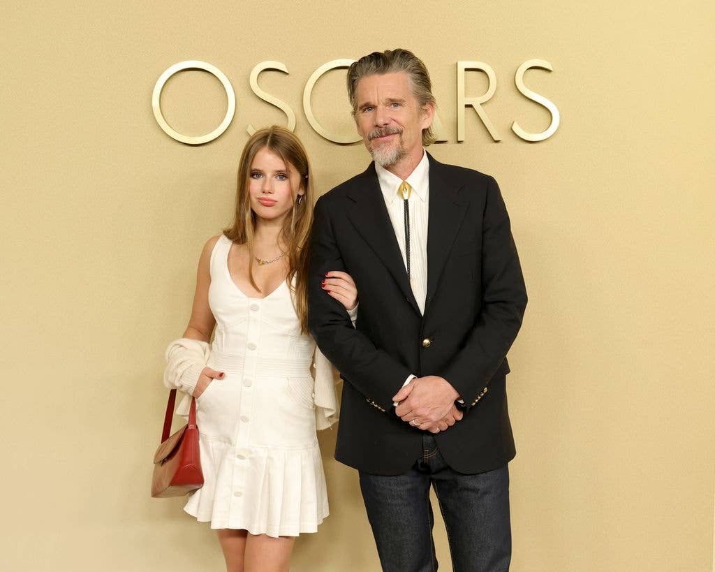 Indiana Hawke and Ethan Hawke attend the 98th Oscar Nominees Luncheon at The Beverly Hilton on February 10, 2026 in Beverly Hills, California.