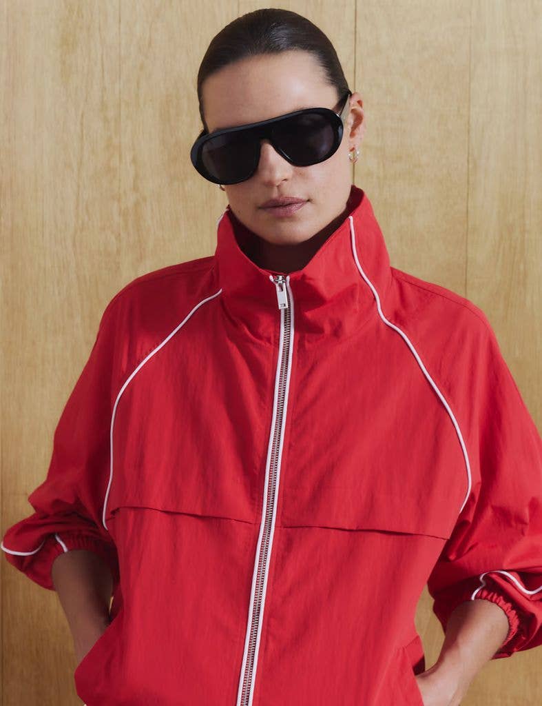 M&S red windbreaker jacket