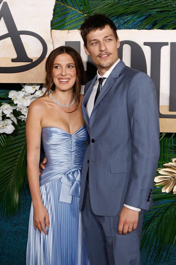 Millie Bobby Brown and Jake Bongiovi attend the world premiere of "Enola Holmes 3"