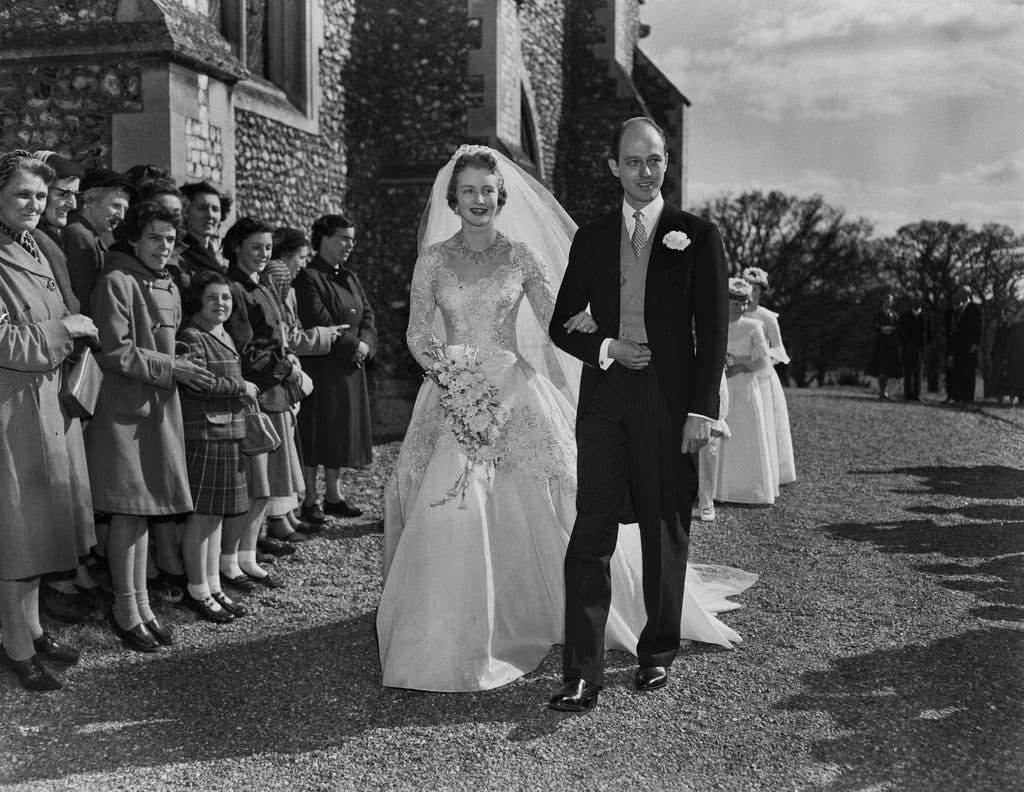 Lady Anne Glenconner and Colin Tennant on their wedding day