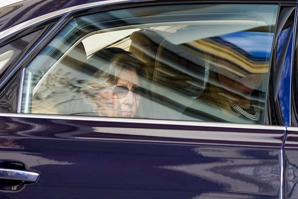 Queen Sonja of Norway and Queen Mette-Marit of Norway follow the casket of late King Harald V of Norway as it moves in a royal procession along Karl Johans gate to the Cathedral in Oslo on September 9, 2026.