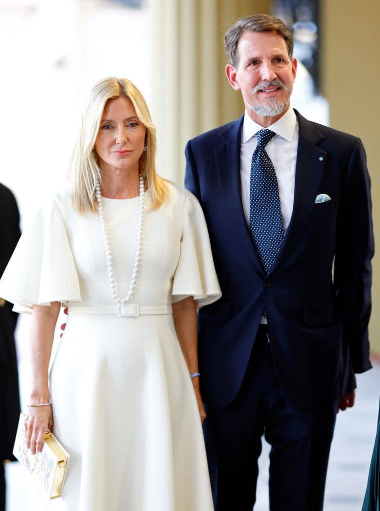 Crown Princess Marie-Chantal of Greece and Crown Prince Pavlos of Greece walking together 