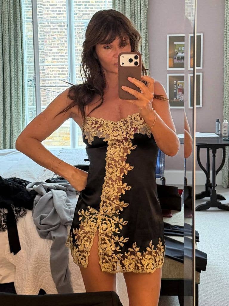Helena took a selfie in a sultry neglige 
