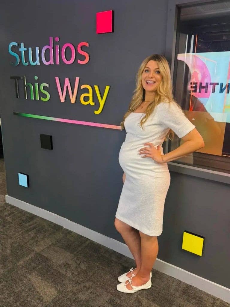 Anna shared a beautiful photograph of her at the BBC showing off her growing bump