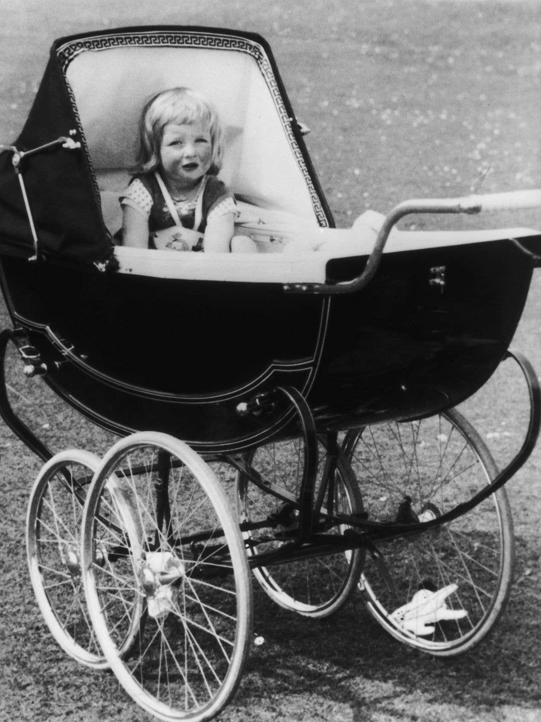 A young Princess Diana in a pram