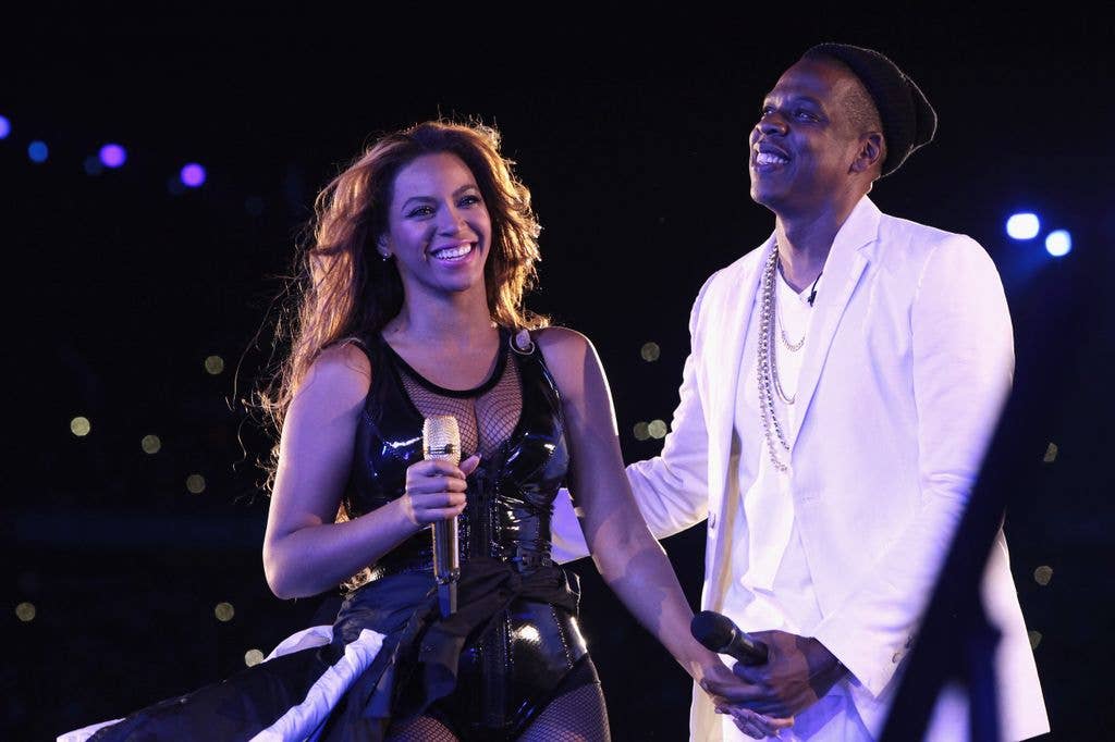 Beyoncé and Jay-Z's On the Run tours, on stage holding hands