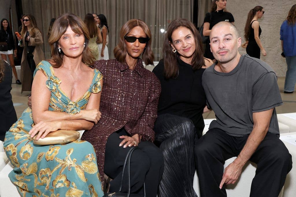 Helena Christensen, Iman, Katie Holmes and Jason Bard Yarmosky attend the Cult Gaia fashion show during New York Fashion Week at Gilder Center on September 09, 2026 in New York City.