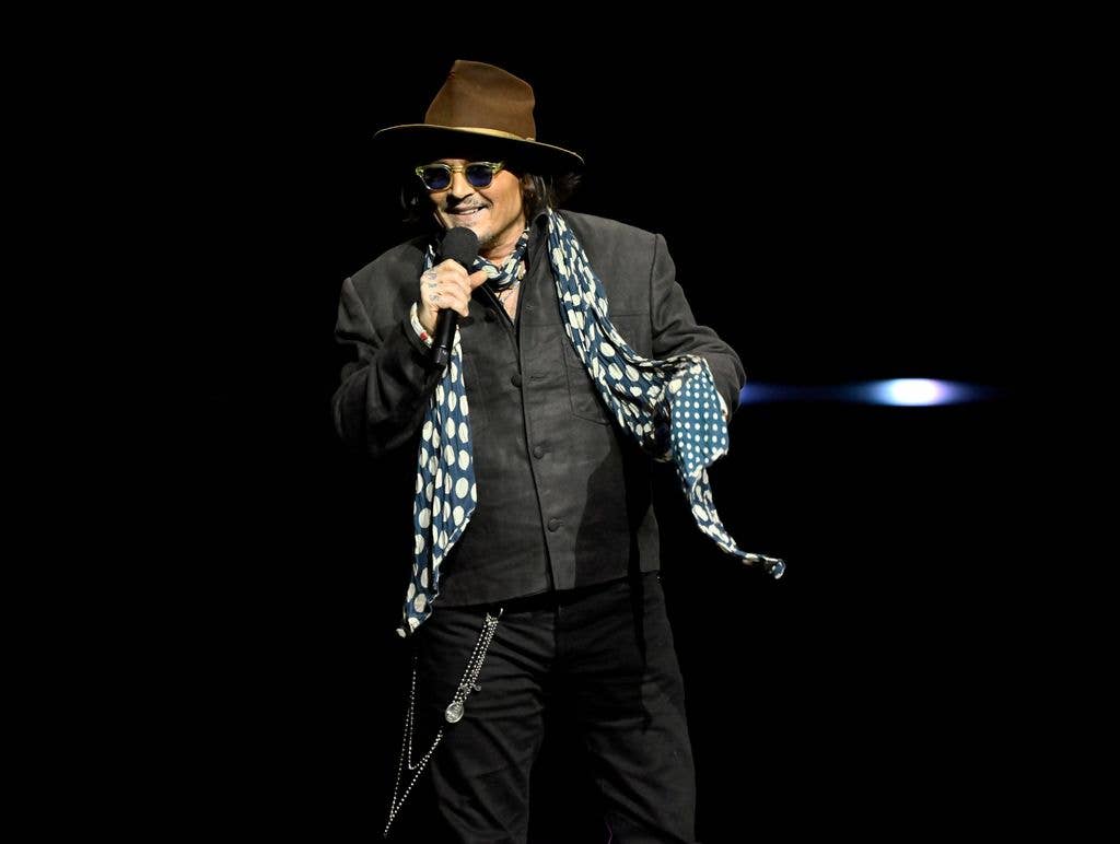 Johnny speaks during CinemaCon 2026