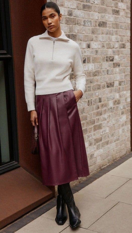 The PM's wife donned this faux-leather skirt from Next