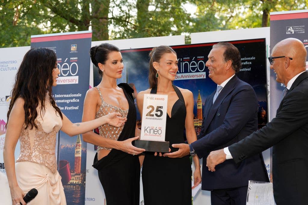 Nicola poses with her Rising Star Award next to Tatiana Luter, Vialina Lemann, Antonio Saccone and Marcello Foti