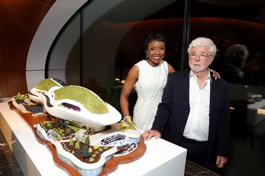 Mellody Hobson, Founder, LMNA and George Lucas, Founder, LMNA attend the Lucas Museum of Narrative Art Opening Night at Lucas Museum of Narrative Art on September 19, 2026 in Los Angeles, California