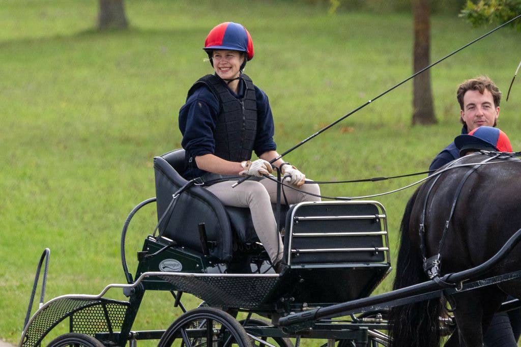 She appeared in great spirits and was smiling after completing the event