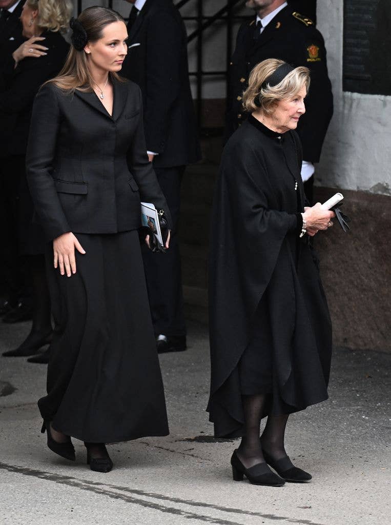 Queen Sonja of Norway and Crown Princess Ingrid Alexandra attend the funeral of Princess Astrid of Norway on September 23, 2026 in Oslo, Norway.