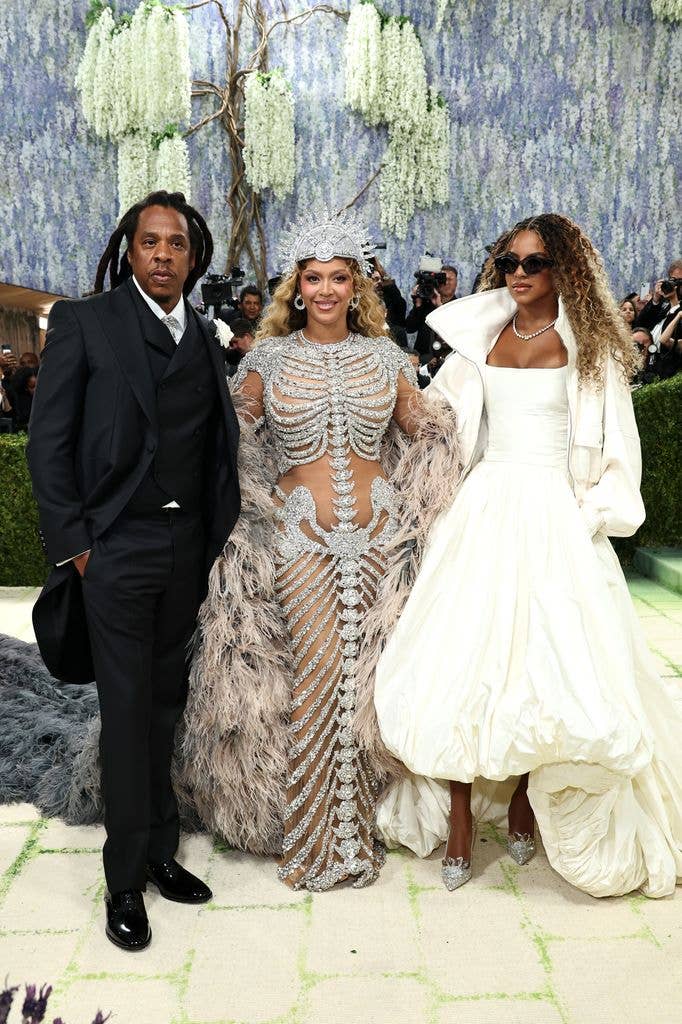 Jay-Z, Beyoncé and Blue Ivy Carter attend the 2026 Met Gala celebrating "Costume Art" at the Metropolitan Museum of Art on May 04, 2026 in New York City.